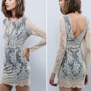 Elegant Lace  Vintage Inspired Overlay Dress in Black and Tan